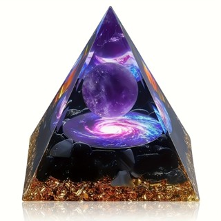 通過我們的順勢療法紫水晶水晶球金字塔緩解壓力和吸引財富 - 非常適合治療冥想和室內裝飾