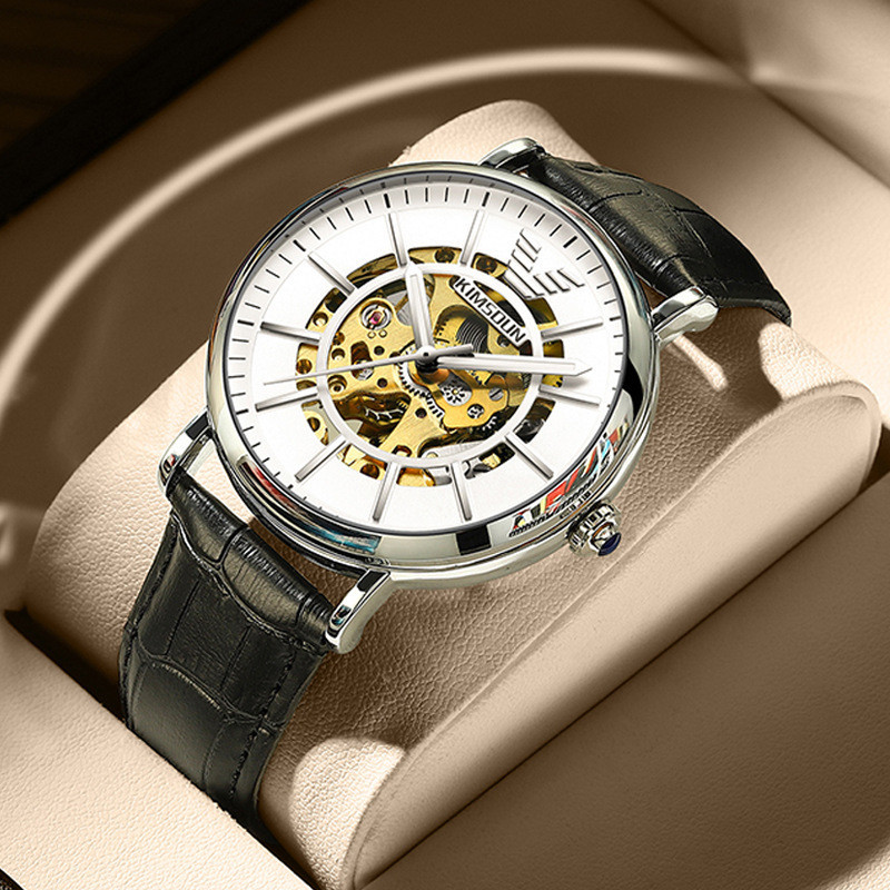 Kimsdun品牌熱銷男士全自動機械錶帶鏤空高端防水商務男士手錶k-2025a