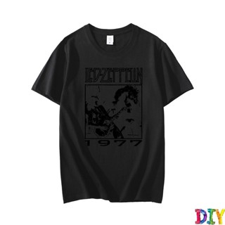 Led Zeppelin 77 Jimmy Page T 復古長款 Gildan 電影白色襯衫藍色學院常規世界酷有趣合身