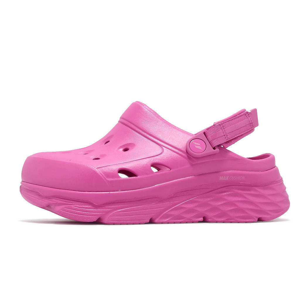 Skechers 涼鞋 Max Cushioning Foamies 女鞋 桃紅 厚底增高 洞洞鞋 111268HPK