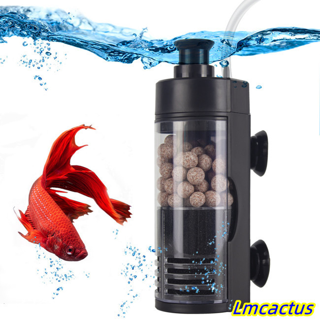 Lmcactus 魚缸海綿過濾器,水族過濾海綿魚缸帶過濾氣泡石迷你淨水