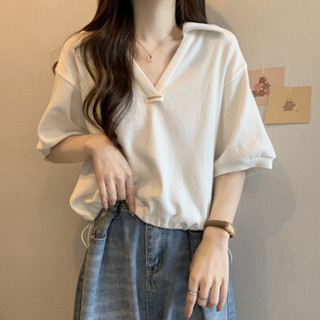 白色短袖T恤女春夏季2025新款寬松顯瘦大碼設計感小眾打底衫上衣 顯瘦上衣 短袖t恤 大尺碼女裝【PAPA】