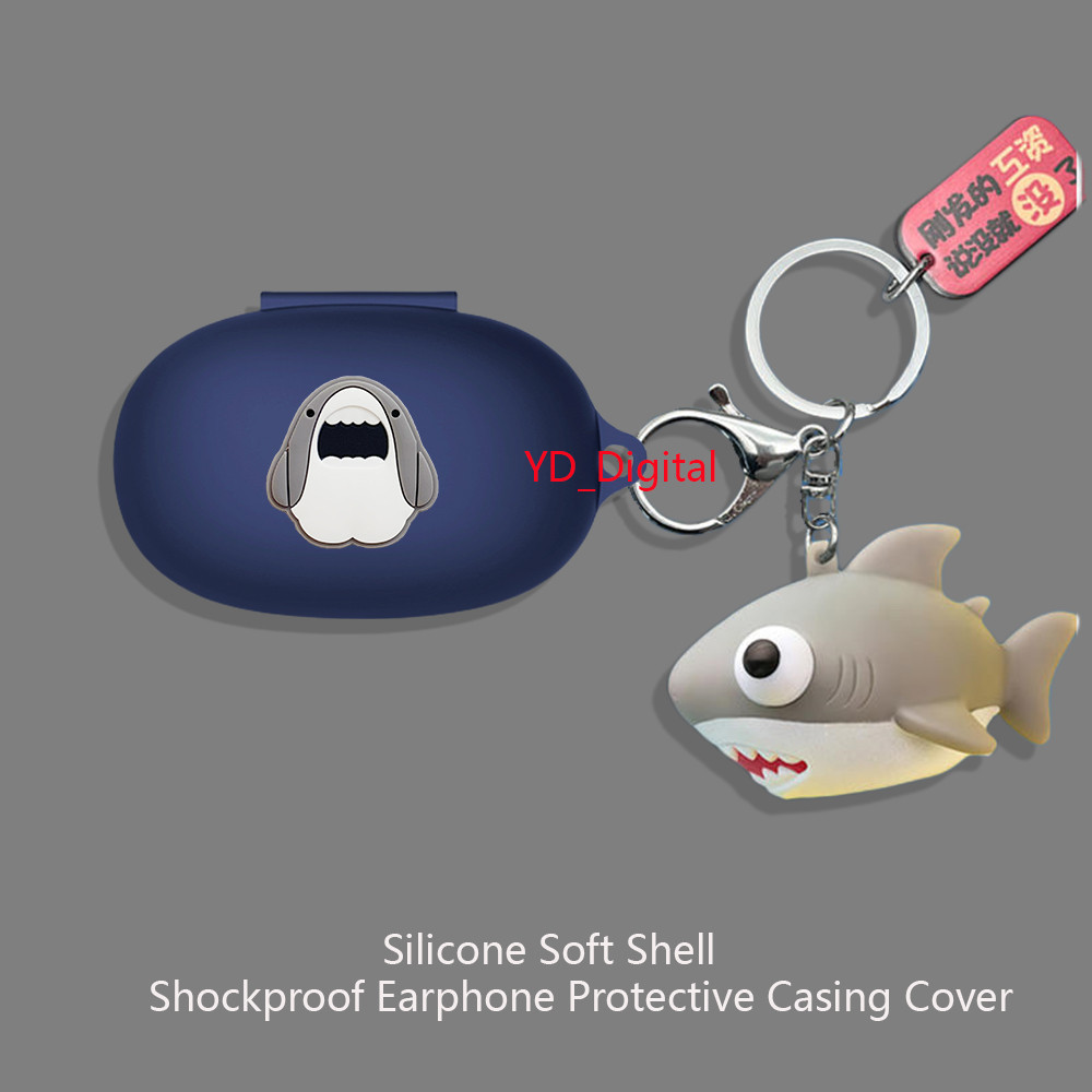 適用於Anker Soundcore V30i保護套Aerofit矽膠耳機軟殼可愛鯊魚耳機收納包