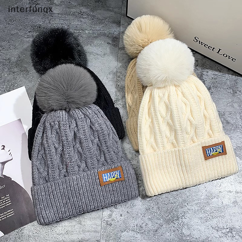 Interfunqx 冬帽新款抓絨內襯保暖羊毛帽子韓式無簷小便帽時尚簡約臉型小針織女童帽新款