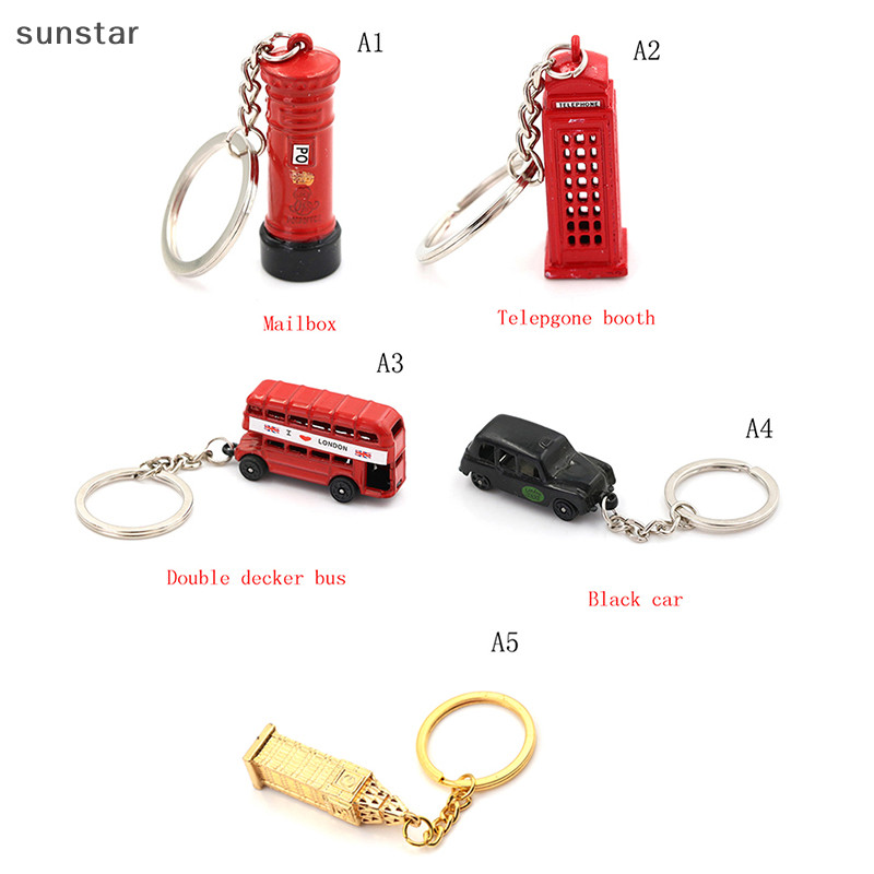 Sunstar 英國微型倫敦模型鑰匙圈鑰匙扣紀念品紅色巴士出租車全新