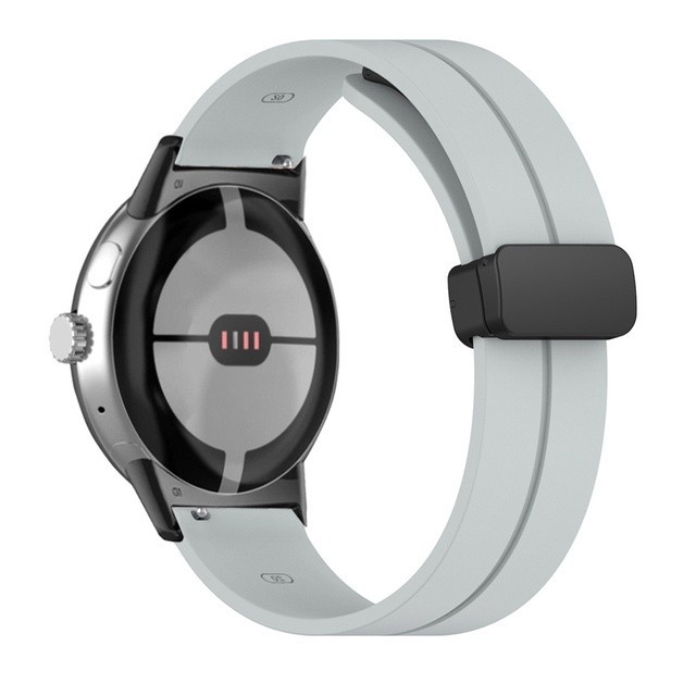 適用於 Google Pixel Watch 2 1代 錶帶 折疊扣磁性矽膠錶帶 谷歌Pixel手錶 液態矽膠錶帶 腕帶
