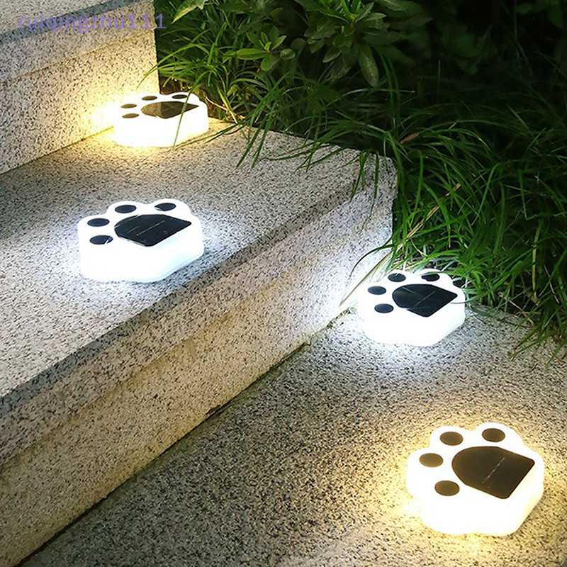 [ruiqingzhu] 4pcs 太陽能貓動物爪檯燈 LED 太陽能壁燈戶外燈籠花園裝飾燈樓梯和路燈 [TW]