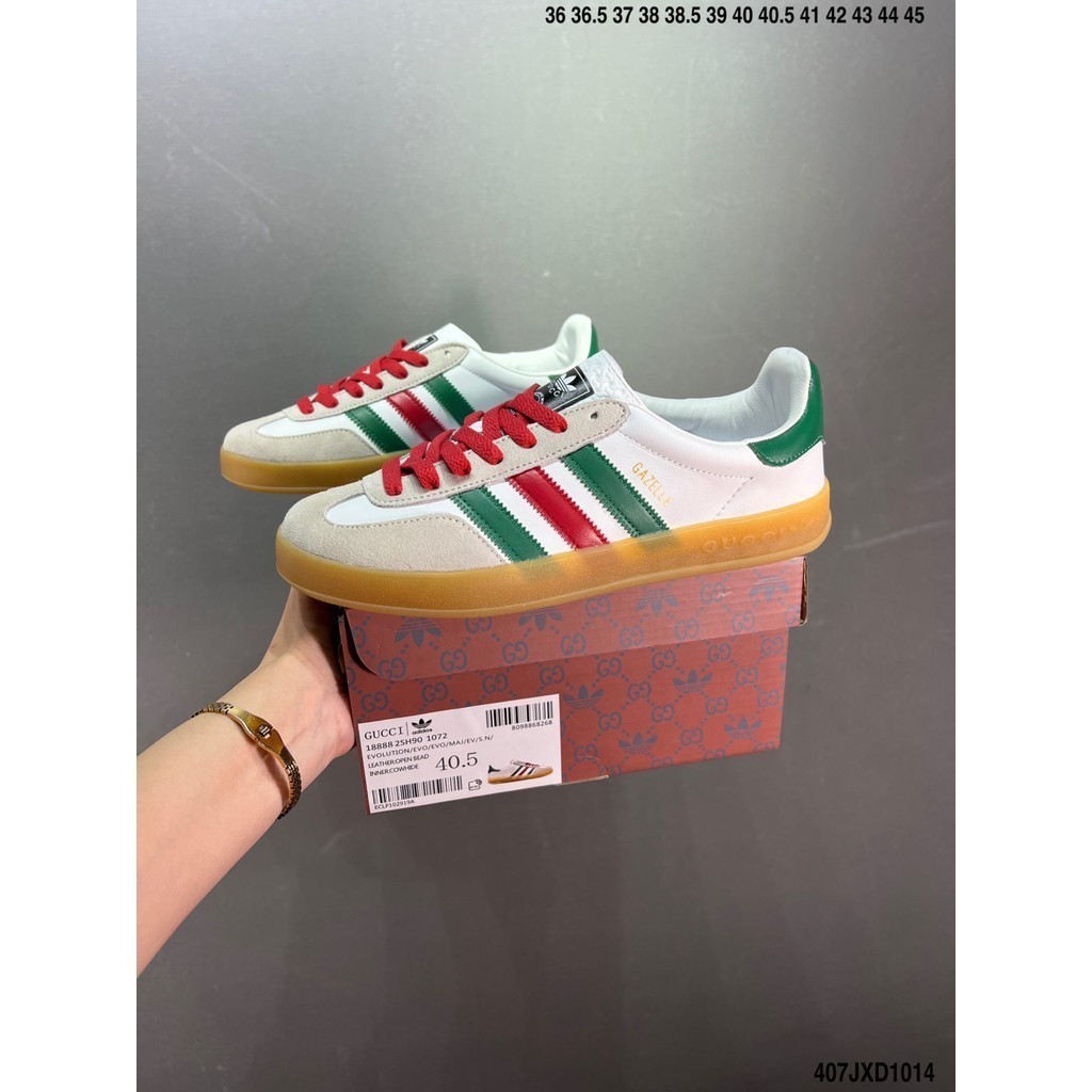 全新 AD  X Gucci gazellex gucciheavy-duty 聯名品牌三葉草運動板鞋