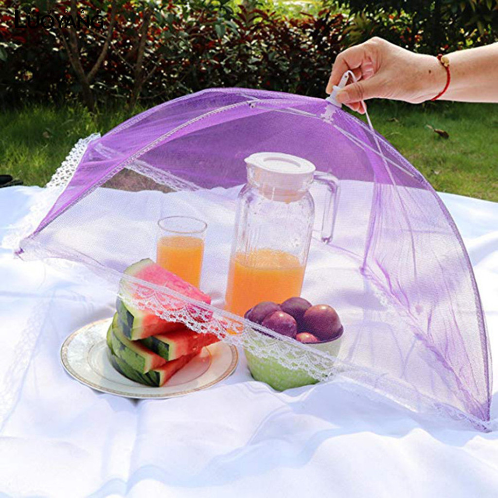 洛陽牡丹 可拆洗白色網紗方形食物罩飯菜罩 摺疊防蟲罩 餐桌罩 蓋菜罩定做