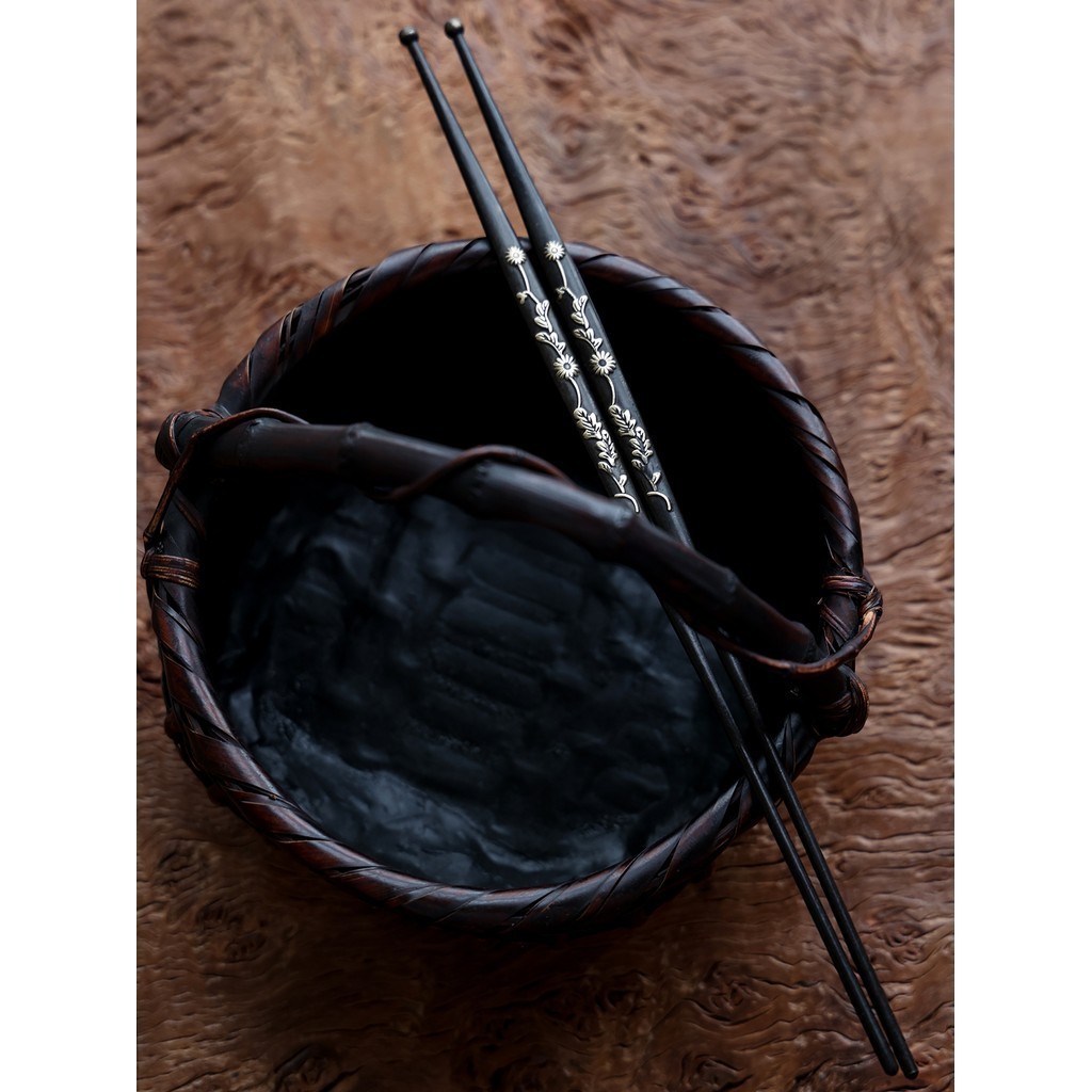【高檔茶具】黃銅實心加長銅筷 菊花浮雕火筷日本火箸復古圍爐煮茶炭夾炭爐
