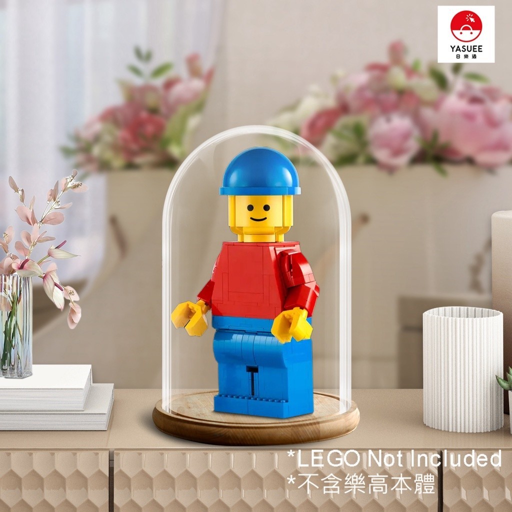 [Yasuee] 展示用防塵箱 壓克力 樂高 LEGO 40649 放大版樂高人偶 原木燈光玻璃罩 A[不含樂高本體]