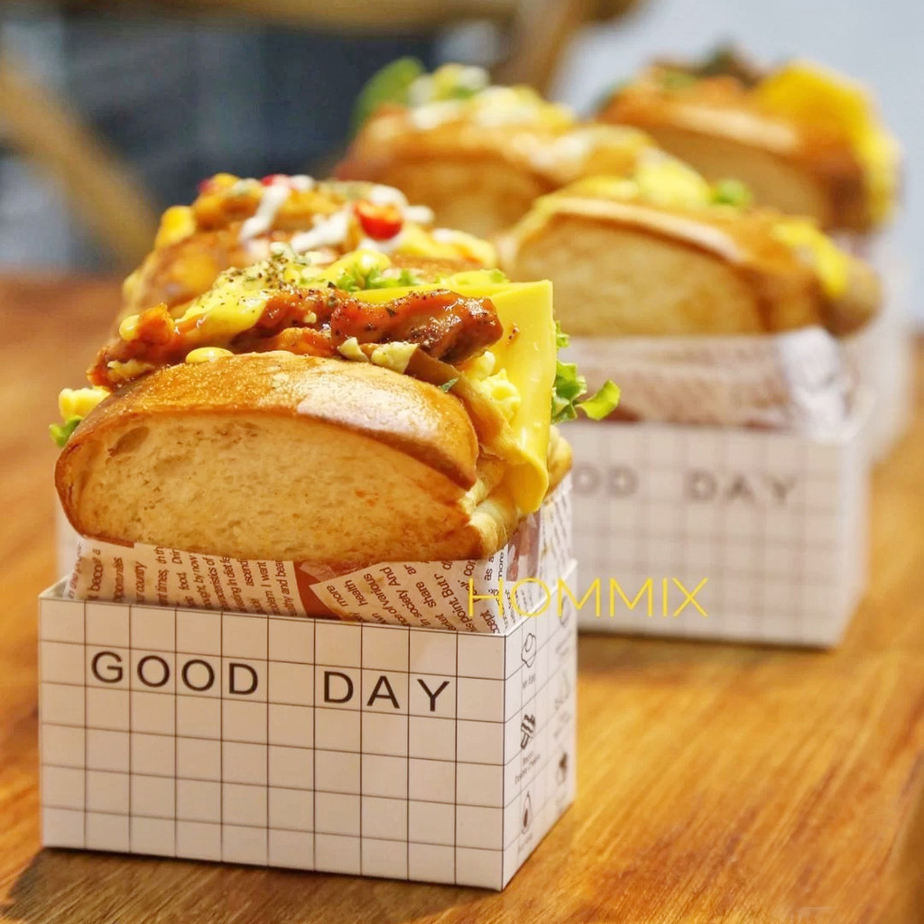 【現貨】【三明治包裝盒】三明治 包裝盒 三文治 油紙 早餐 打包盒 漢堡 西點盒子 厚蛋燒 吐司 麵包盒