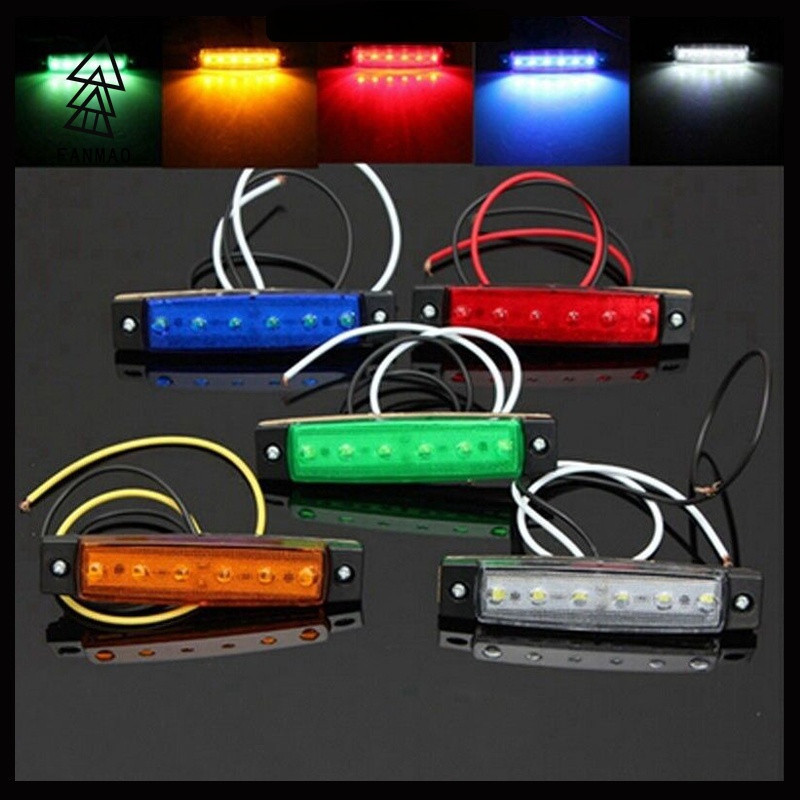 Fanmao 1PCS 6LED 12V 24V 卡車側標誌指示燈轉向信號燈汽車巴士貨車拖車尾警示燈剎車燈側燈