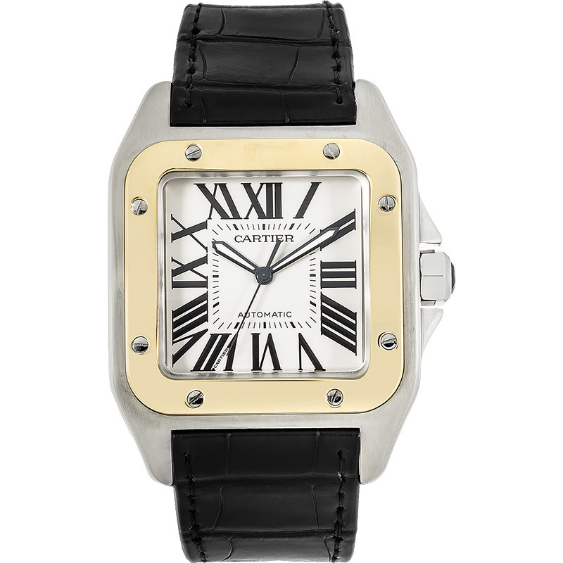 Cartierr Watch 山度士系列18K黃金鋼自動機械手錶男W20072X7