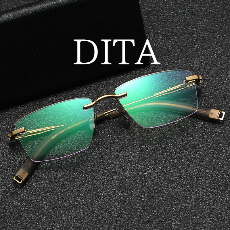 【TOTU眼鏡】Dita新款 純鈦無框眼鏡 可配近視眼鏡 方形鏡片鈦架 純鈦眼鏡架80813