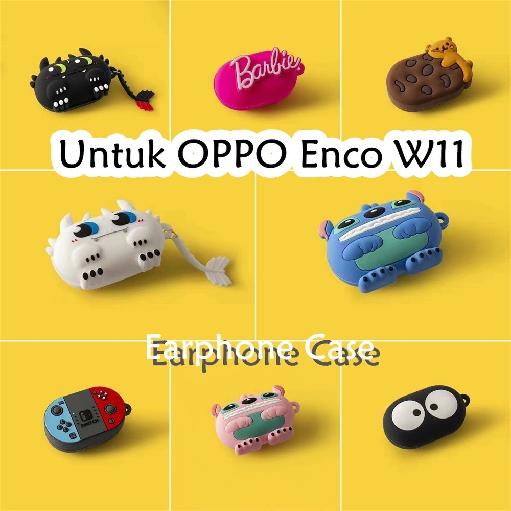 適用於 OPPO Enco W11 手機殼時尚卡通棕熊軟矽膠手機殼耳機殼保護套