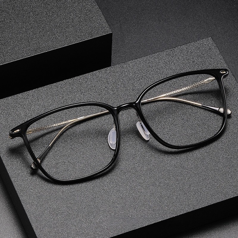 【Ti鈦眼鏡】韓國塑鋼 超輕7.5克 時尚方框近視眼鏡框8652新款網紅女素顏神器純鈦框架眼鏡 寬度140mm