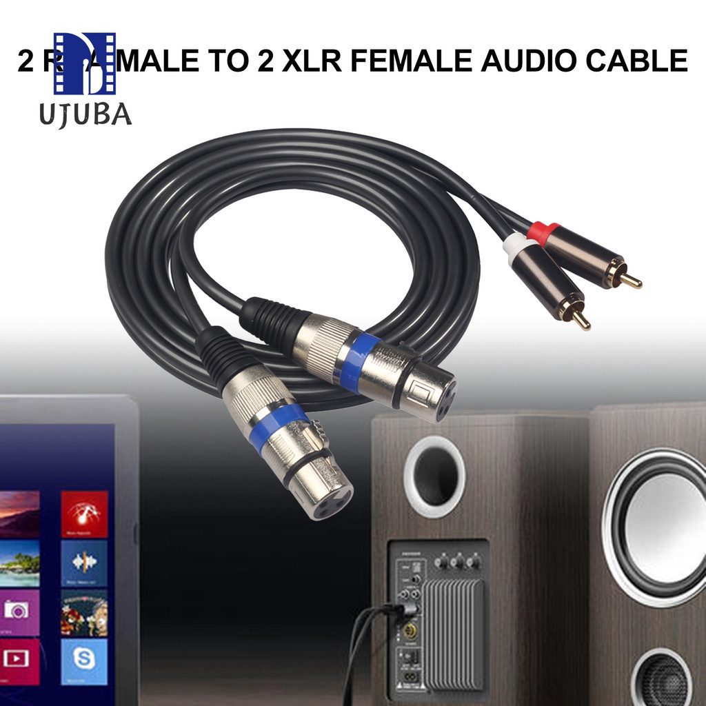 Uba-專業 1.5m 雙 RCA 公對雙 XLR 母音頻信號跳線