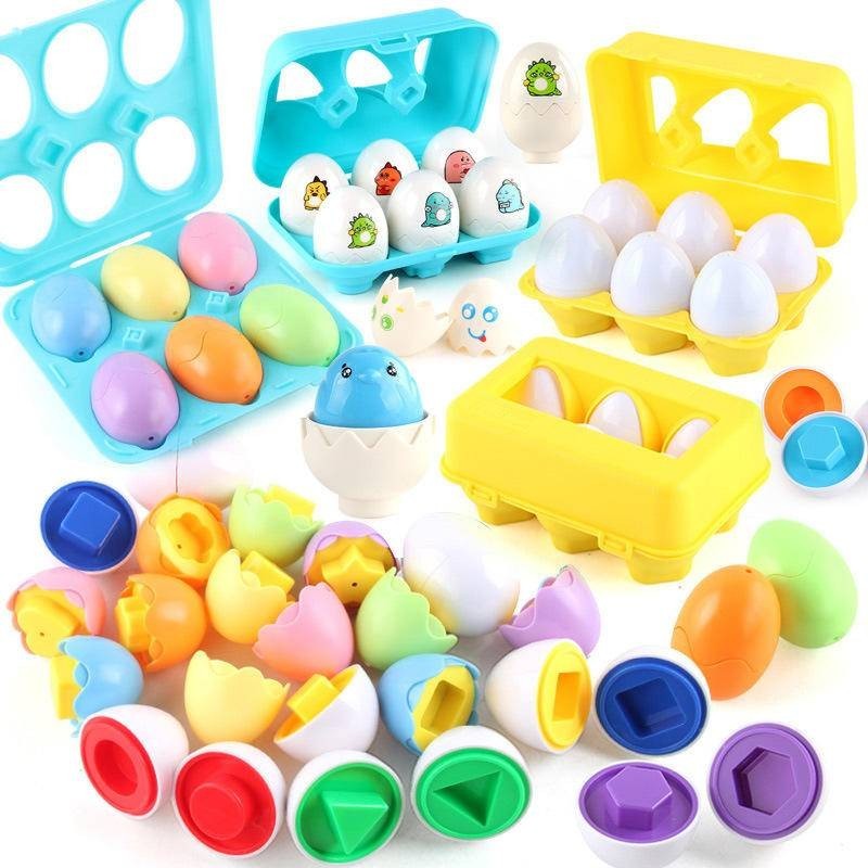 新品嬰幼兒早教聰明蛋仿真雞蛋扭扭蛋形狀蔬菜配對蛋玩具