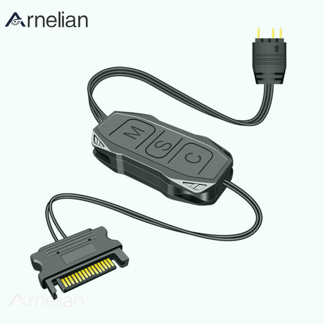 Arnelian Argb 迷你控制器,加長電纜廣泛兼容性 5v 3 針轉 SATA 電源 RGB 同步控制器