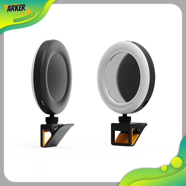 Areker 手機補光燈 USB 可充電便攜式夾式燈 LED 自拍環形燈,用於自拍美顏