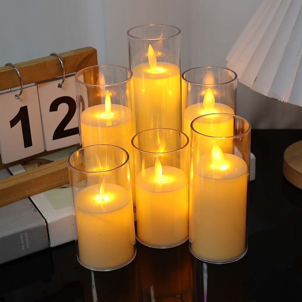 電動蠟燭 - 婚禮浪漫蠟燭燈派對聖誕家居裝飾 - LED 無焰燈 - 模擬亞克力蠟燭 - USB 可充電/電池供電