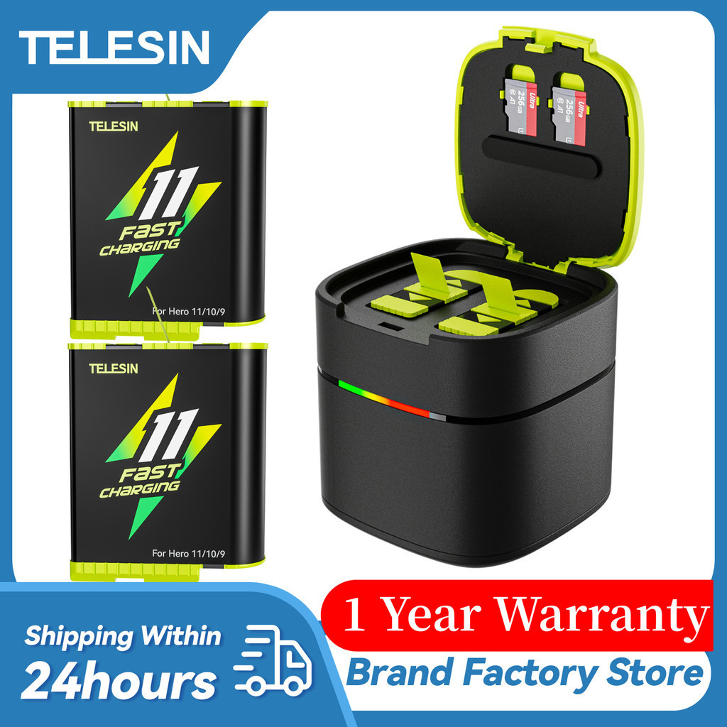Telesin GoPro 12 Hero 11 10 9 1750 mAh 電池快速充電盒 TF 卡存儲 GoPro1