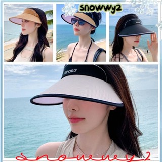 SNOWWY2太陽帽,透氣寬大帽檐空頂遮陽帽,便攜式遮陽板紫外線防護可調休閒遮陽帽女女孩