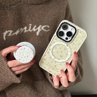奶黃半透閃粉溫柔碎花磁吸 適用iPhone 16 15 14 13 Pro Max i15 i16 16pro 手機殼