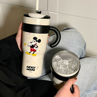 米奇 保溫瓶 700ml 迪士尼卡通大容量保溫杯1200ml 冰霸杯 手把保溫瓶 雙飲保溫瓶 情侶316不鏽鋼吸管水壺