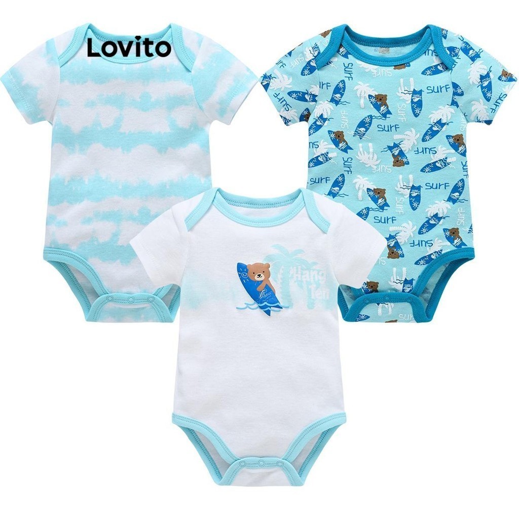 Lovito 嬰幼兒休閒幾何圖案連身衣 LCC06038