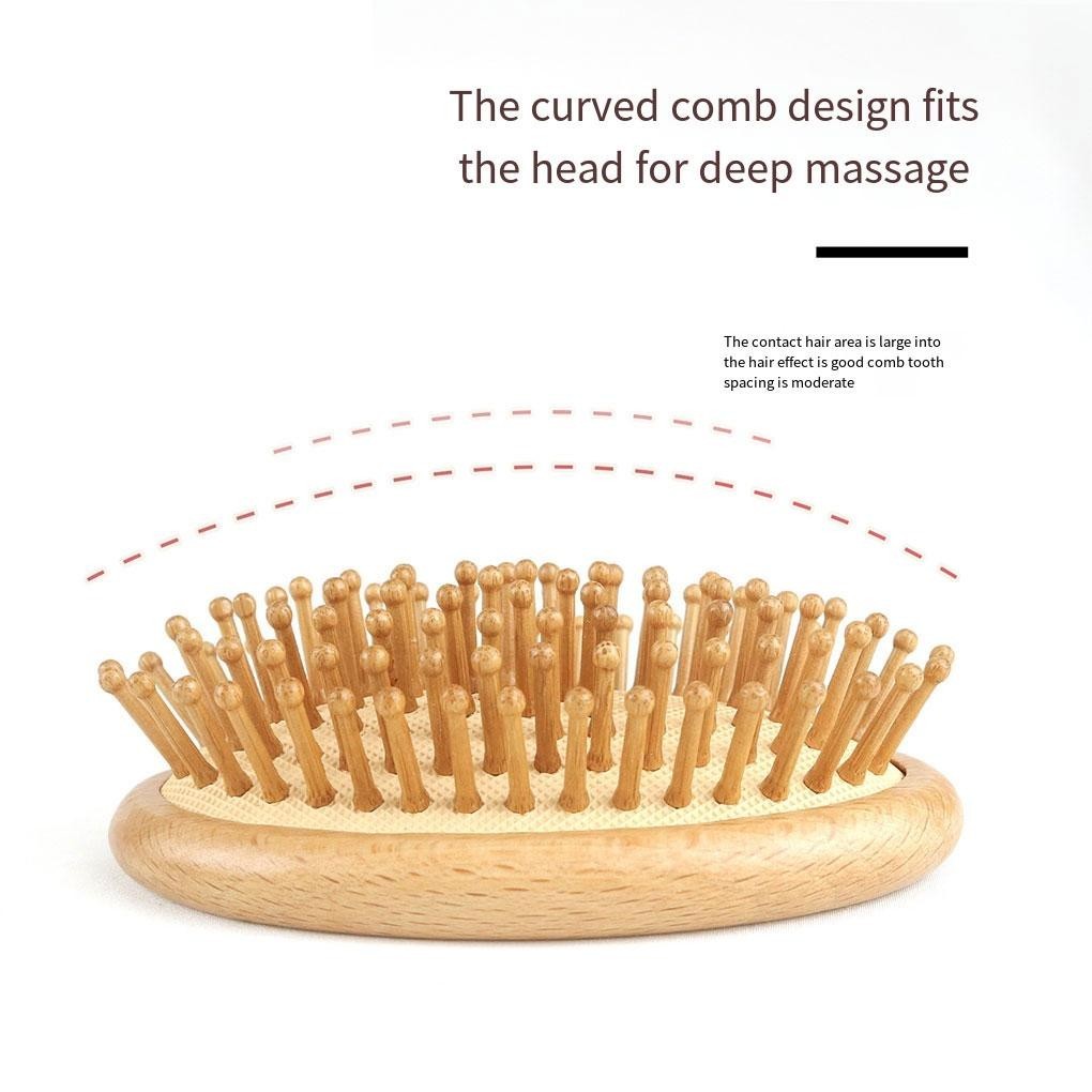 多功能木製按摩梳,便於頭髮梳理和造型氣墊按摩梳原木色