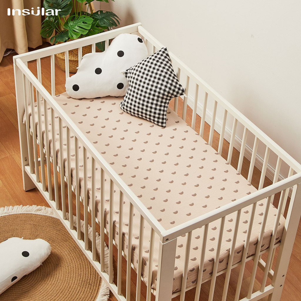 Insular 130*70cm 嬰兒床床單柔軟嬰兒床床墊套印花新生兒幼兒床上用品套裝兒童迷你嬰兒床床單棉