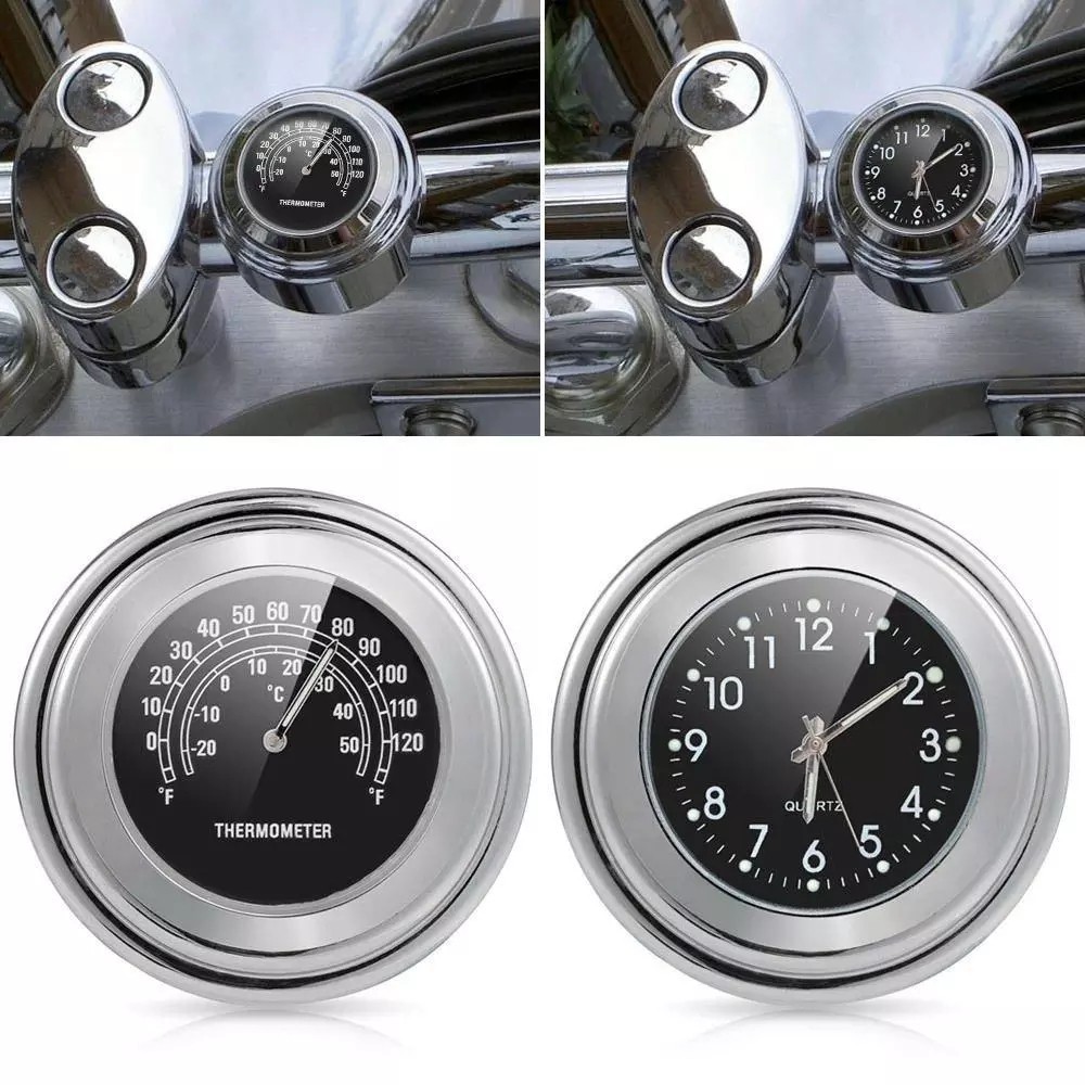 高品質 防水石英鐘鋁合金手把機車時間表通用車用時鐘電子錶溫度表