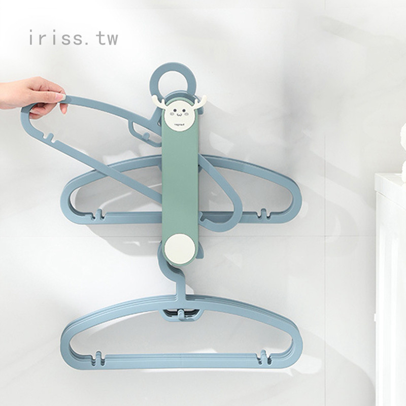 Iris1 家用免打孔衣架收納架 大容量陽臺晾衣架 掛鉤收納可伸縮防水置物架
