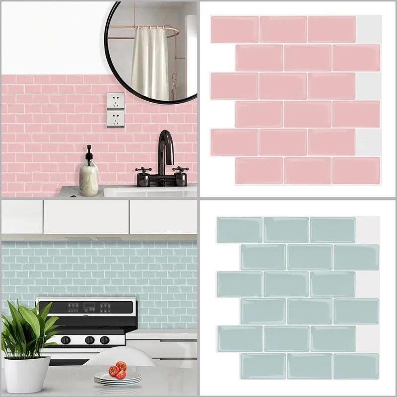 Possbay 5/10 件瓷磚貼紙可拆卸自粘牆貼壁紙防水適用於家庭浴室廚房