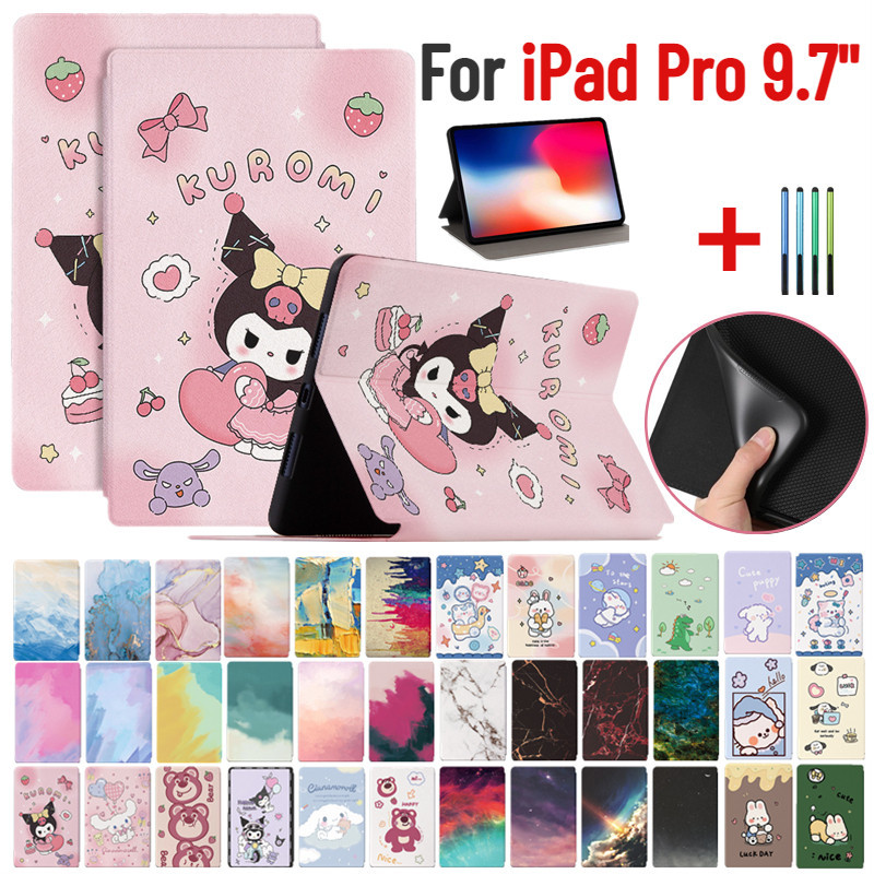 適用於 iPad Pro 9.7 英寸 2016 Kuromi 超薄兒童可愛卡通皮革支架保護套防震翻蓋保護套