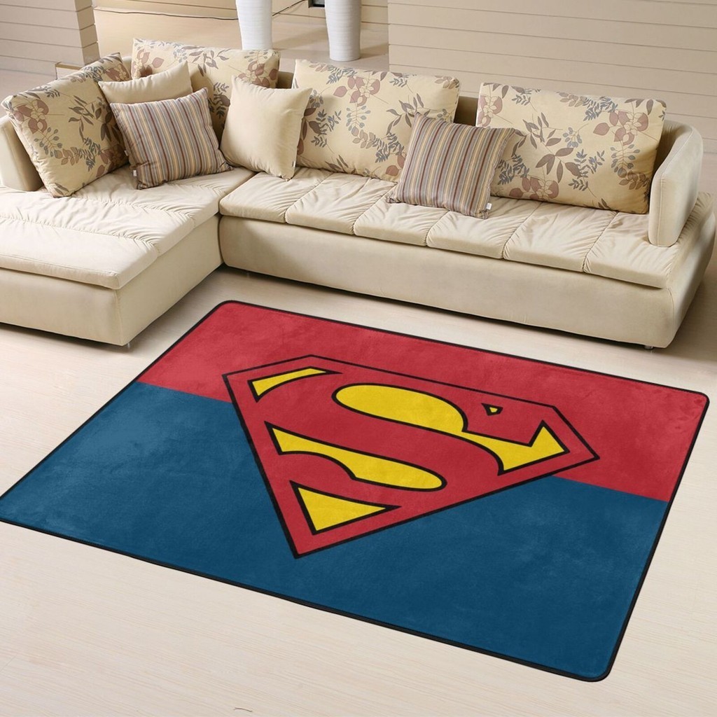 Dc 超人地毯 160*120cm 室內客廳墊防滑家居裝飾地板地毯時尚耐用柔軟