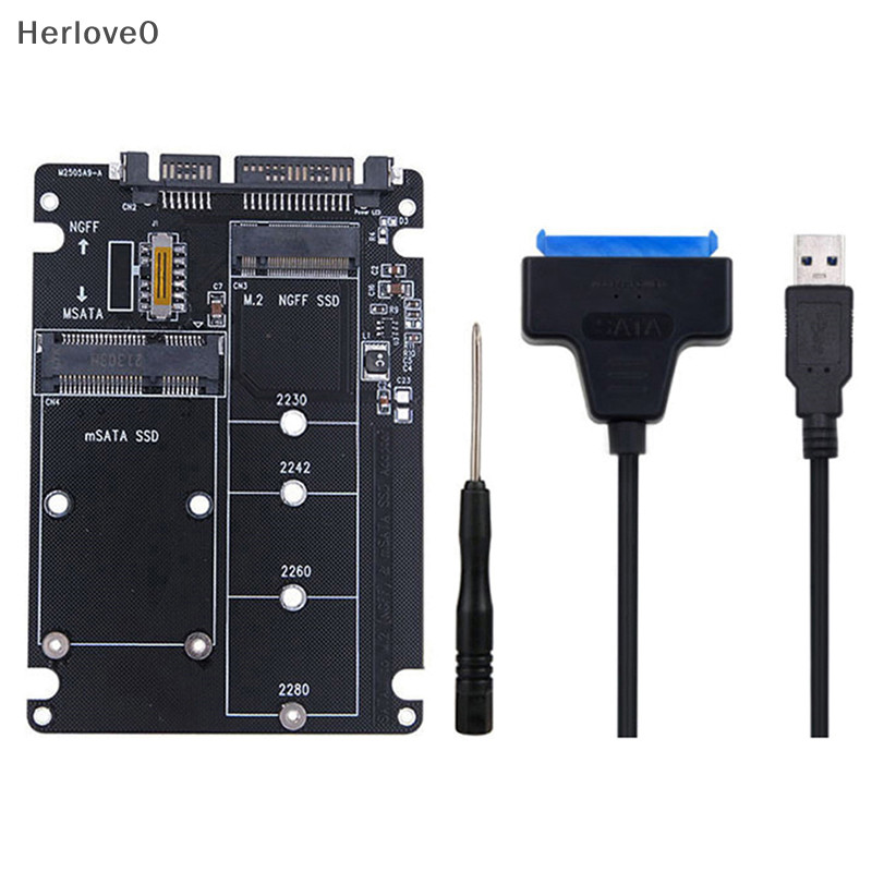 Herlove M2 USB 適配器 m.2 NGFF 到 SATA 適配器 mSATA 到 USB SATA 3.0