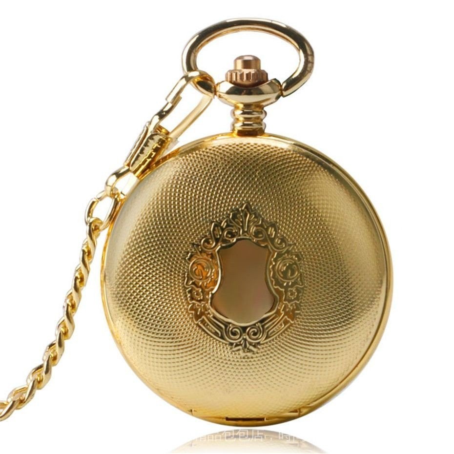 私人訂製2024新款金色男士全自動機械懷錶老式經典盾牌雕花創意羅馬鏤空錶盤機械錶懷錶機械 復古懷錶 懷錶放照片 項鍊懷錶