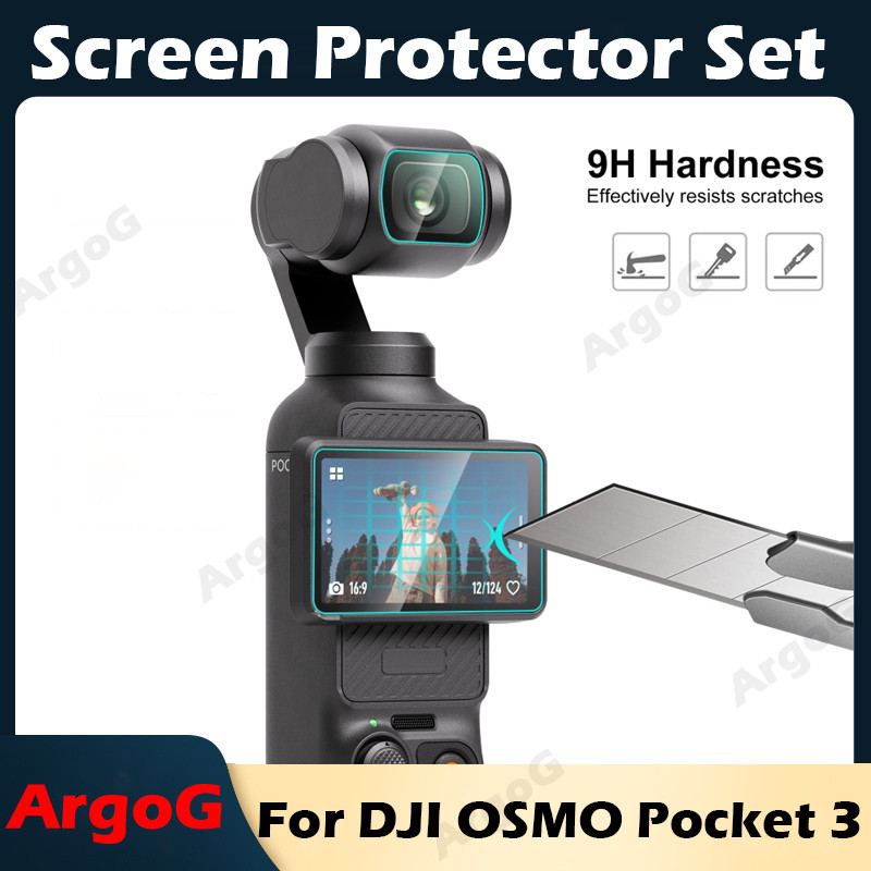 Argog 屏幕保護膜適用於 DJI Osmo Pocket 3 鏡頭保護膜 9H 硬度防刮鋼化玻璃 DJI Osmo