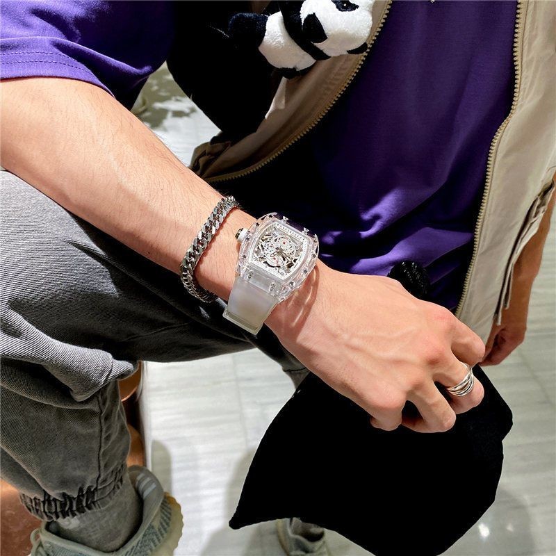 [現貨]十大品牌2021年新款理查德手錶男米勒透明氚氣手錶學生潮流機械錶