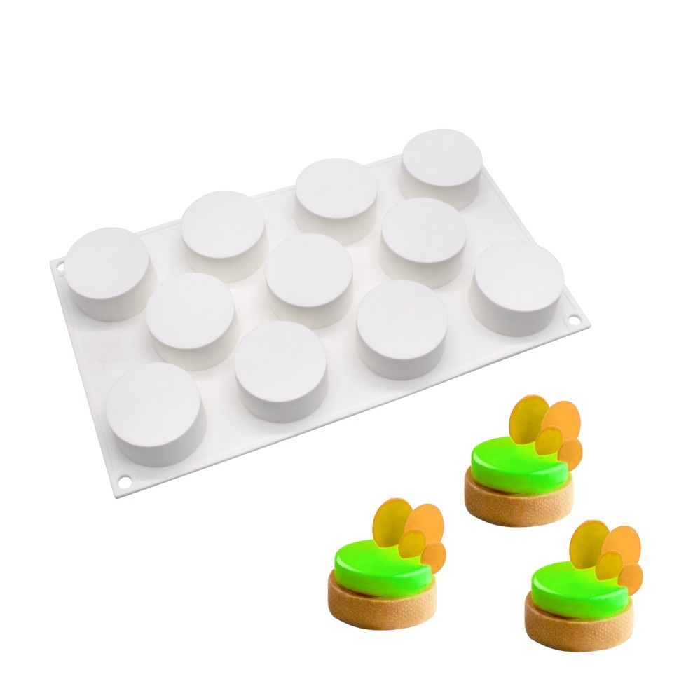 11連圓形矽膠蛋糕模具慕斯夾心模烘焙用具果凍模矽膠手工皁模