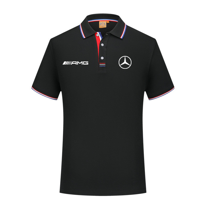 新款F1賽車服短袖T恤夏季POLO衫適用於梅賽德斯賓士4S店AMG車隊