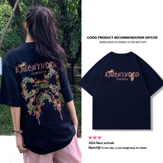 【Kaka】臺灣出貨 重磅純棉短版韓系上衣女 小眾可愛印花T恤 oversize 小個子穿搭 短t 高街寬松 ins潮
