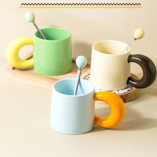 奶fufu陶瓷杯子 大容量家用馬克杯 ins風高顏值咖啡杯 辦公室水杯 精緻奶茶杯咖啡杯 陶瓷杯子隨手杯