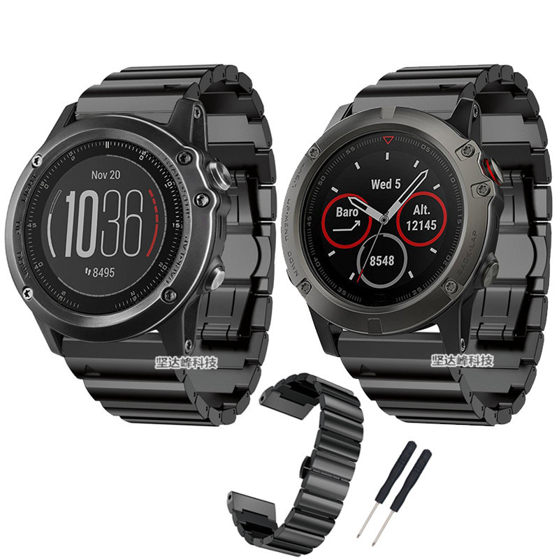 佳明Garmin Fenix 3/3hr/5X plus不鏽鋼錶帶一珠蝴蝶扣鋼帶非快拆