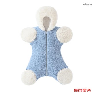 可愛的嬰兒睡袋帶腳嬰兒襁褓包柔軟毛絨接收襁褓包嬰兒睡袋冬季雙拉鍊帶罩