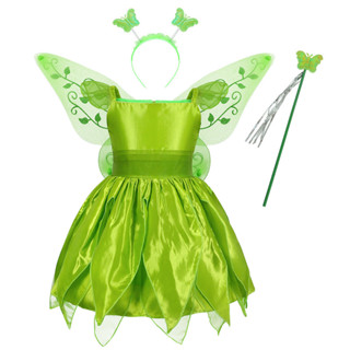 綠色小精靈兒童愛莎奇妙仙子小叮噹公主裙