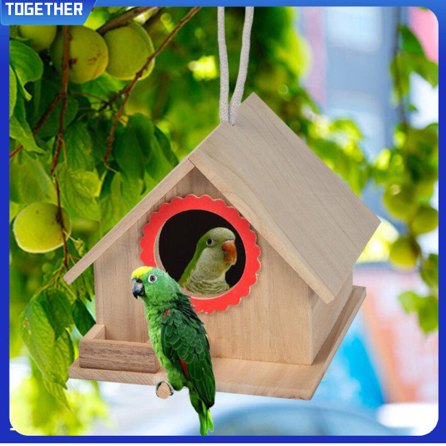 Toge木製鳥舍小型戶外花園鸚鵡鳥巢木製鳥屋鳥籠寵物用品